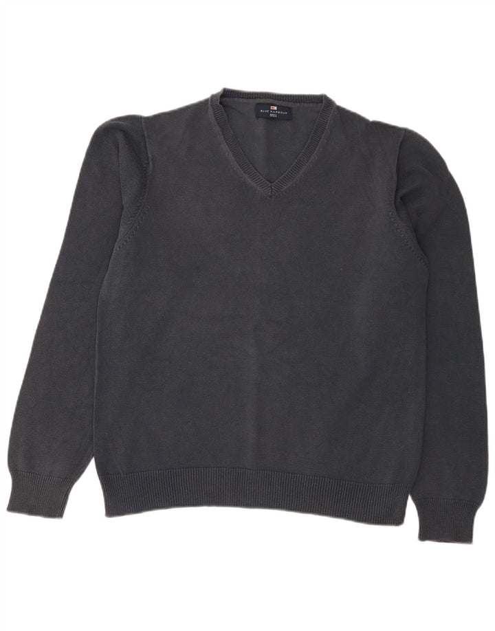 Marks & Spencer Jersey con cuello en V para mujer UK 44 Algodón azul marino mediano