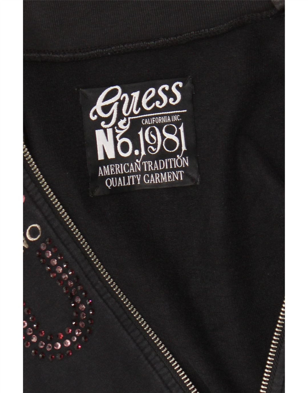 Guess Mujer Graphic Chándal Top Chaqueta UK 8 Small Negro