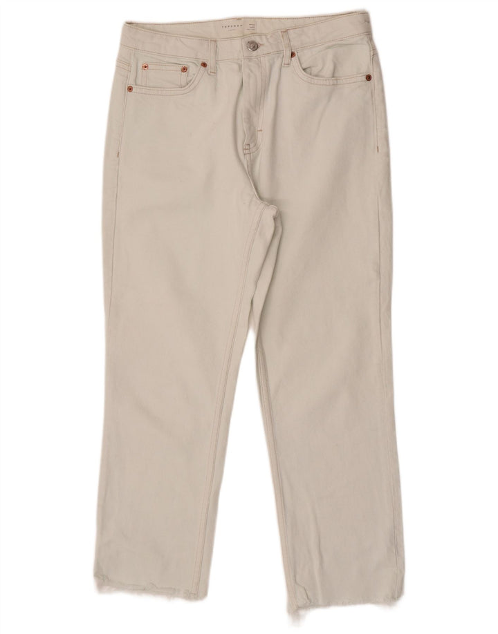 TOPSHOP Vaqueros rectos cortos para mujer W30 L25 Blanco