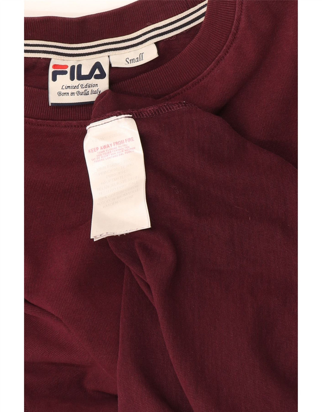 Fila Hombre Top Manga Larga Pequeño Algodón Borgoña