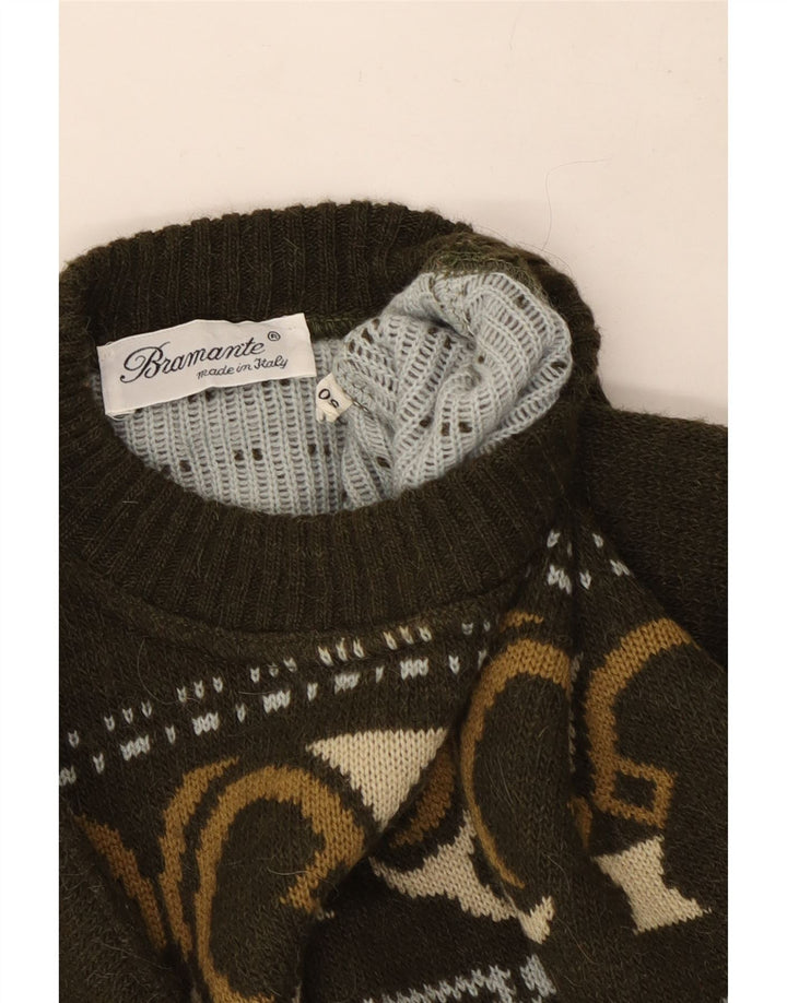 Bramante Jersey De Cuello Redondo IT 50 Medium Khaki Lana Geométrica Hombre