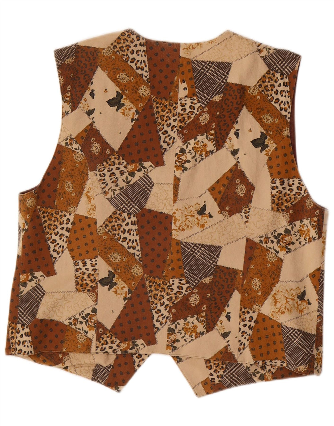 Chaleco Niña Vintage 15-16 Años Triacetato Patchwork Marrón