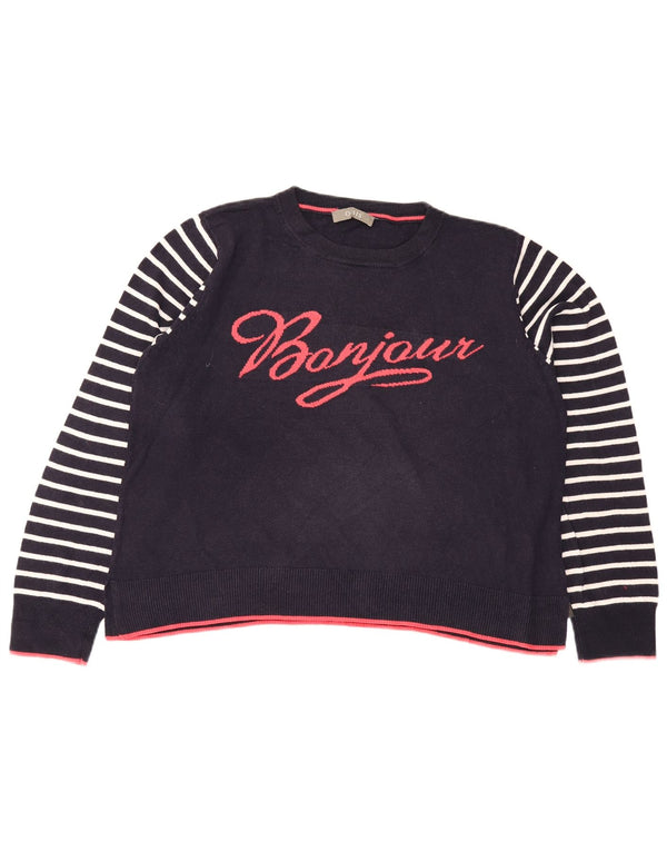 Oasis - Jersey gráfico con cuello redondo para mujer, talla 40, talla grande, color azul marino a rayas