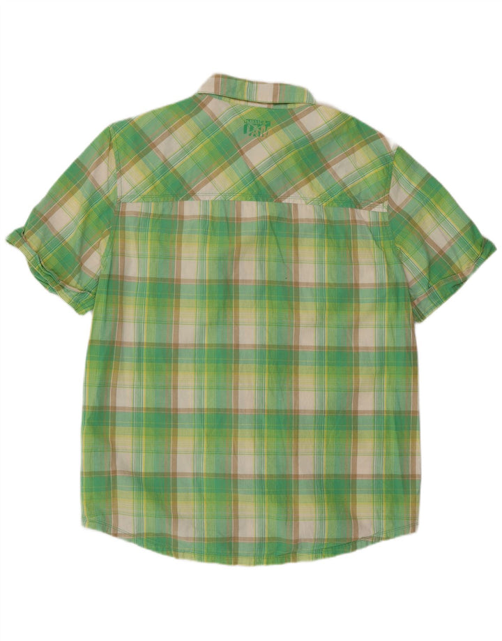 Nike Camisa de manga corta para hombre, algodón a cuadros verdes grandes