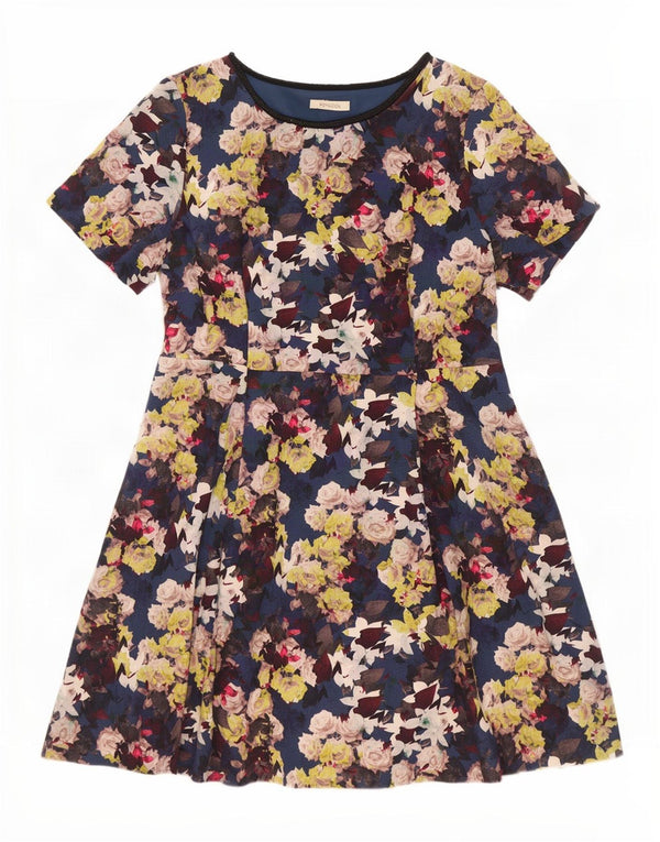 Monsoon Vestido acampanado para mujer ES 40 XL Algodón floral azul