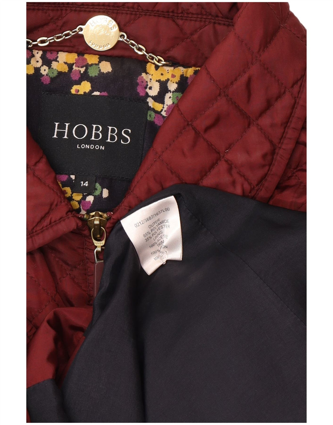 Hobbs Chaqueta acolchada para mujer UK 14 Poliamida granate mediana