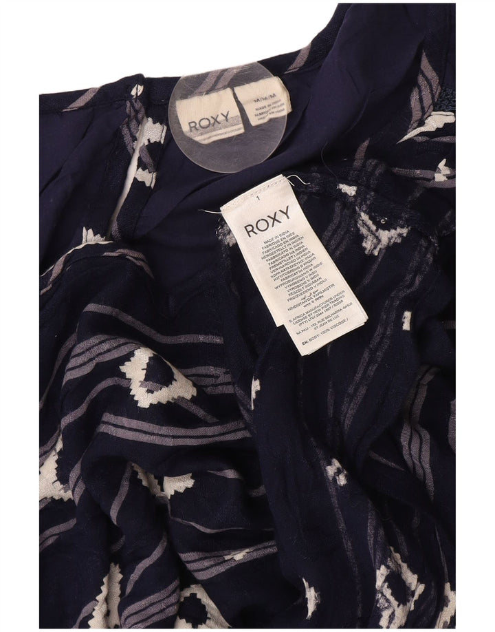 Roxy Blusa de manga 3/4 para mujer UK 40 Viscosa geométrica azul marino mediano