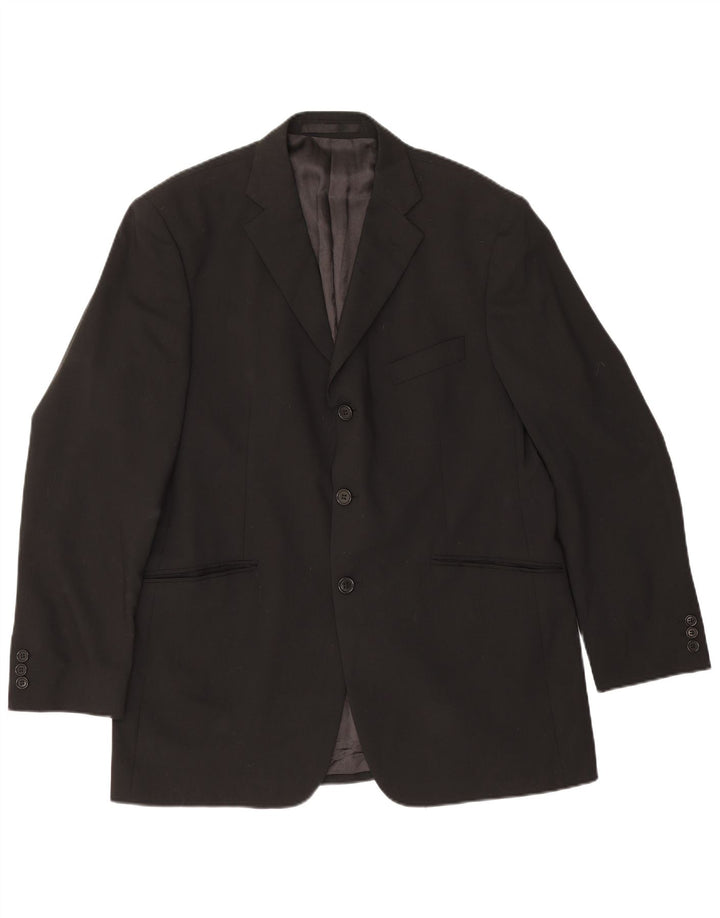 Marks & Spencer Chaqueta tipo blazer de 3 botones para hombre UK 42 Large Black New Wool