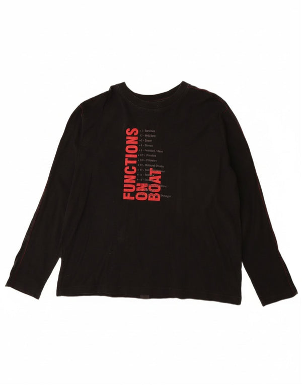 Murphy & Nye Mens Graphic Top Manga Larga 2XL Algodón Negro