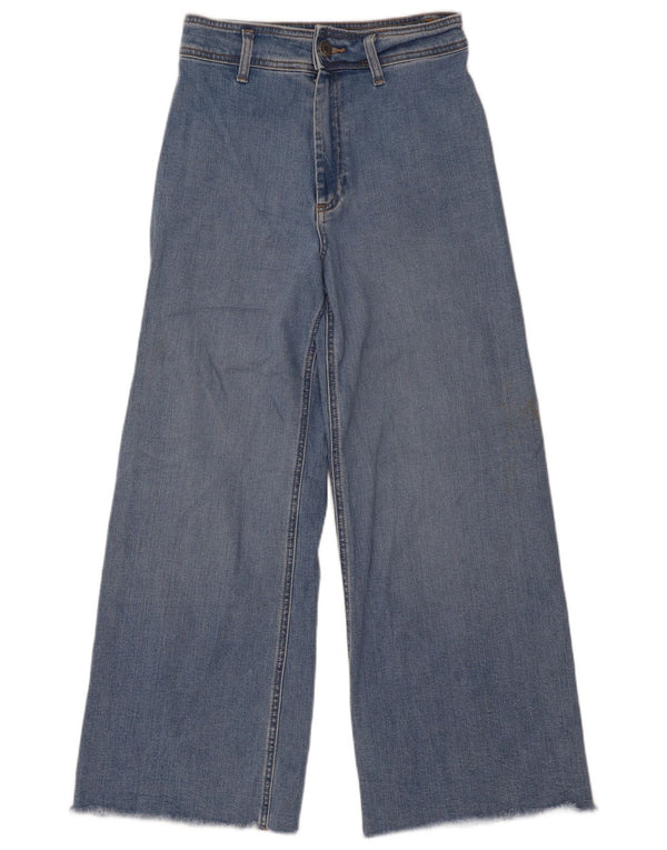 Zara Vaqueros de pierna ancha y cintura alta para mujer EU 38 Small W28 L28 Azul