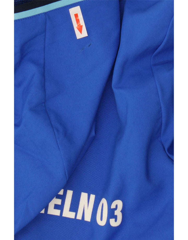 Adidas - Chaqueta superior de chándal con capucha y gráfico para hombre, poliéster azul medio