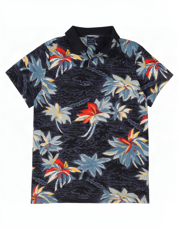 Tommy Hilfiger Polo Hawaiano Slim Fit para Hombre Azul Marino Mediano Floral