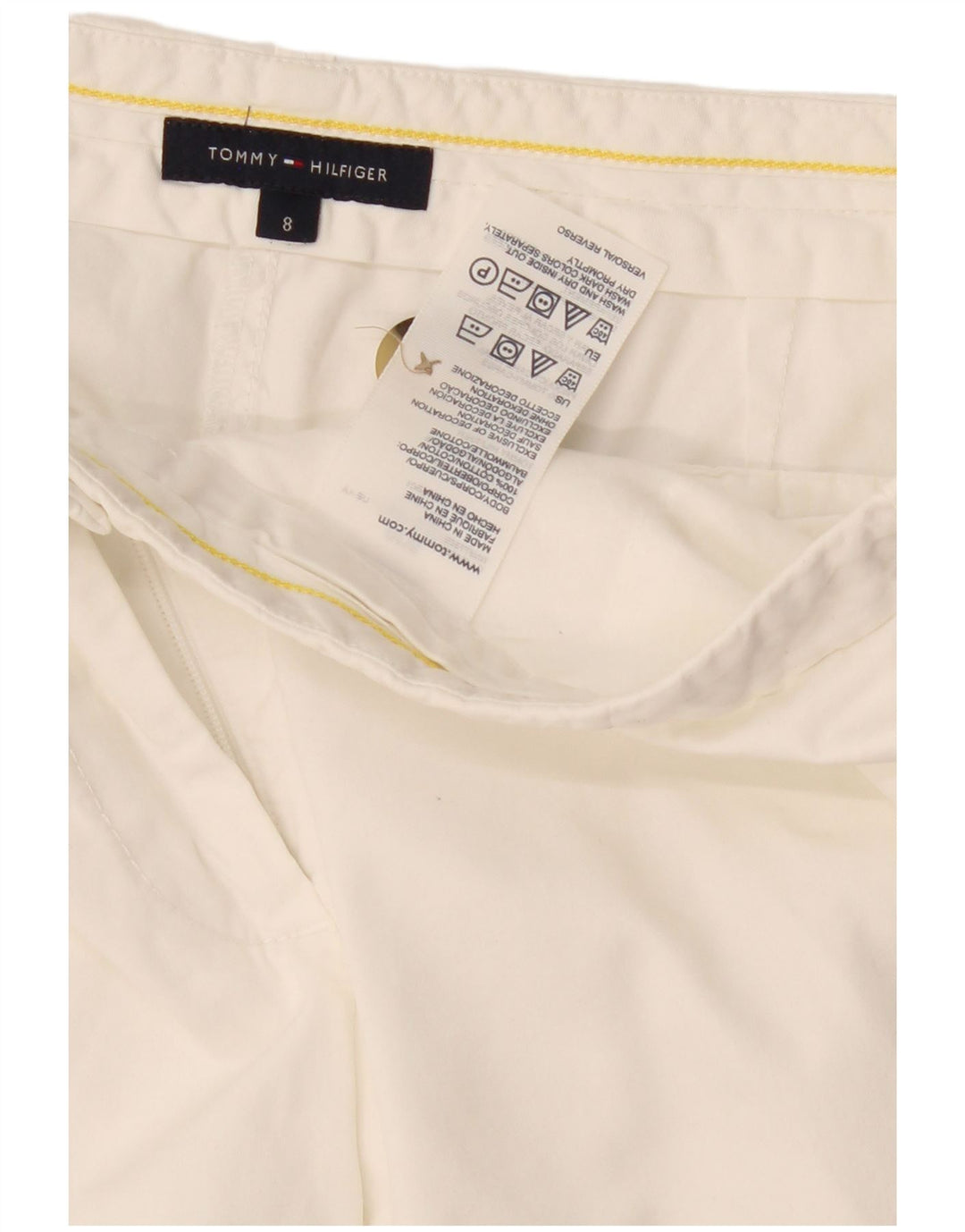 Tommy Hilfiger Pantalones cortos chinos para mujer US 8 Medium W32 Algodón blanco