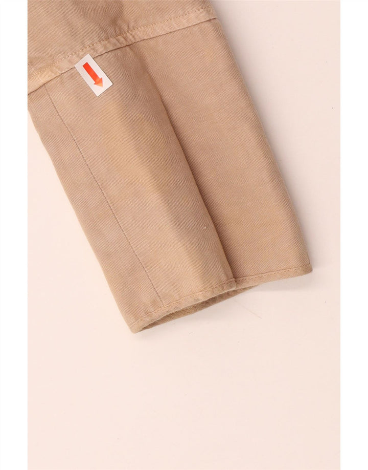 PINKO Chaqueta tipo blazer de 2 botones para mujer UK 8 Small Beige Cotton