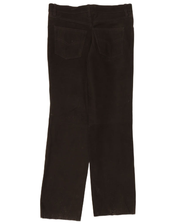 Henson&Henson Pantalones rectos de cuero para hombre W32 L33 Marrón