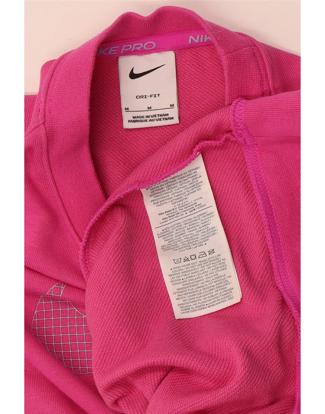 Nike - Sudadera extragrande con gráfico para mujer, talla 40, algodón rosa mediano