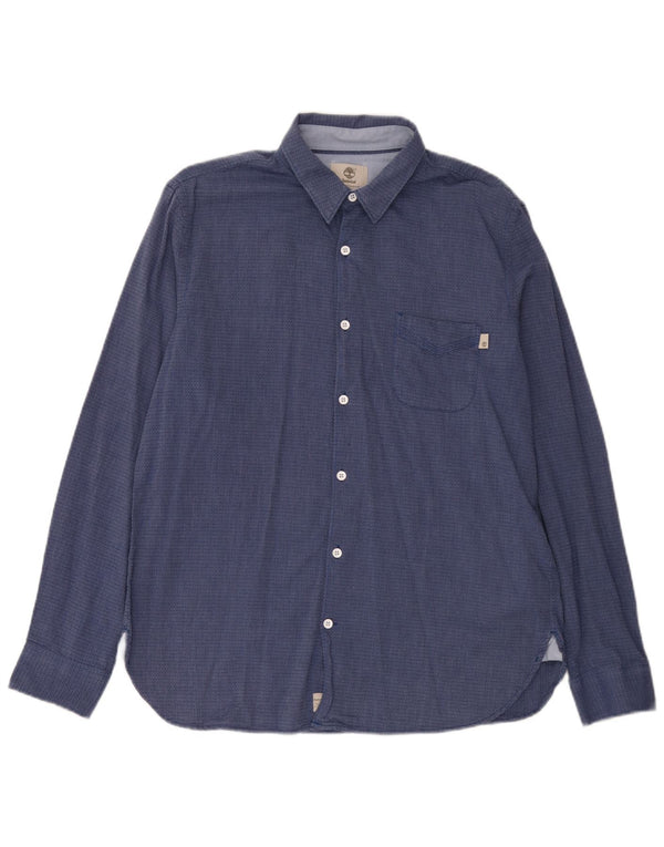 Timberland Camisa Slim Fit para Hombre Algodón con Manchas Azul Marino Grande