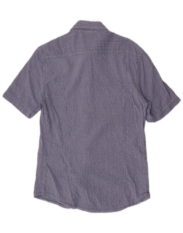 Camisa Kappa Hombre De Manga Corta Regular Fit Algodón A Cuadros Azul Pequeño