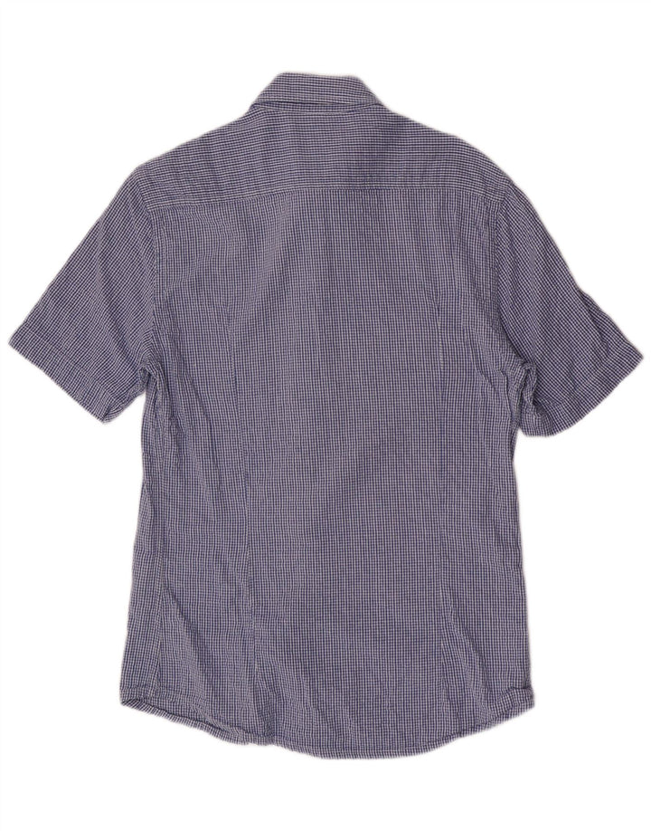 Camisa Kappa Hombre De Manga Corta Regular Fit Algodón A Cuadros Azul Pequeño