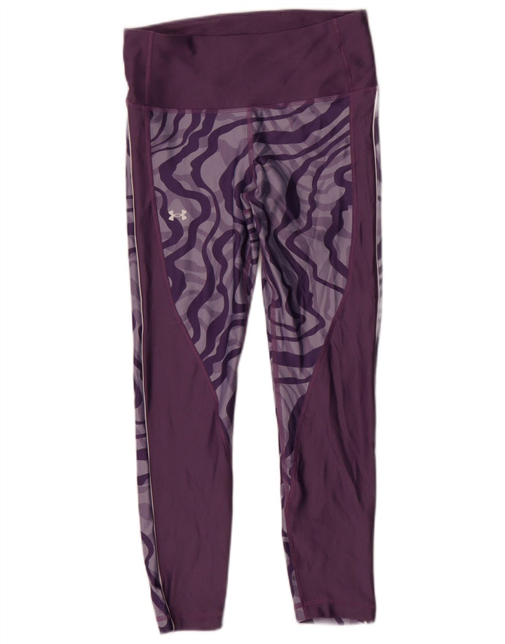 Under Armour Leggings con estampado abstracto Heat Gear para mujer, talla 44, color morado mediano