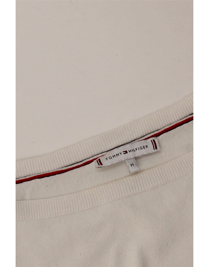 TOMMY HILFIGER Suéter tipo jersey con cuello barco para mujer, Reino Unido 40, mediano, blanco