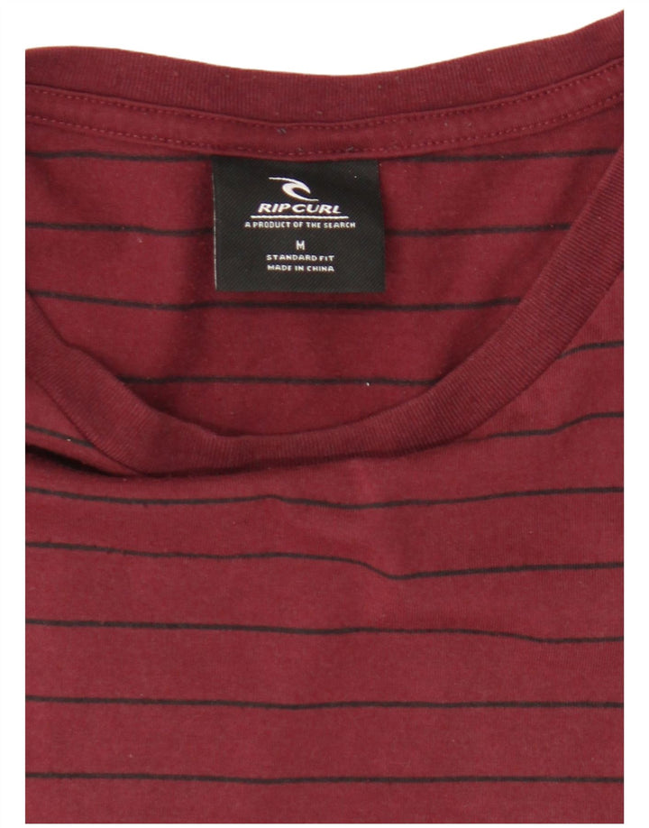 Rip Curl Hombre Camiseta Top Medium Borgoña Rayas