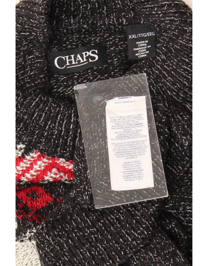 CHAPS Jersey con cuello y botones para hombre, talla 2XL, algodón gris Fair Isle