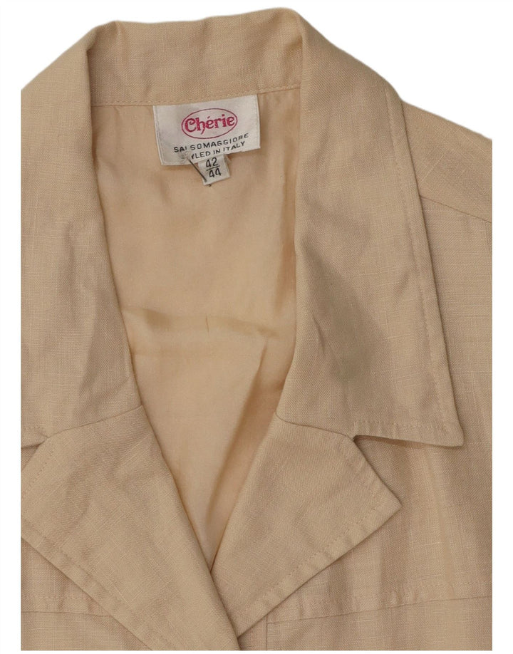 Cherie Chaqueta Blazer De 4 Botones Para Mujer IT 42/44 Lino Beige Medio
