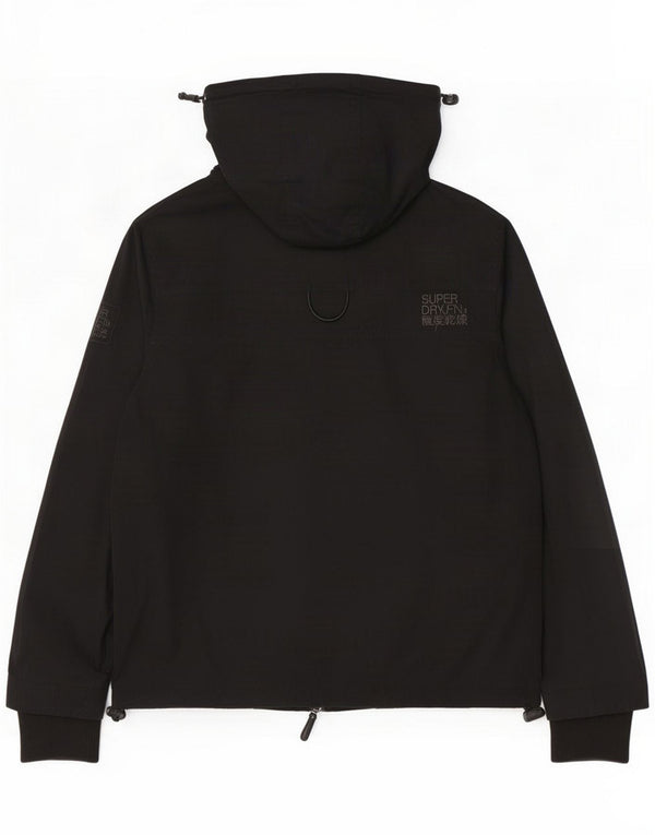Abrigo cortavientos con capucha Superdry para mujer ES 42 XL Poliéster negro