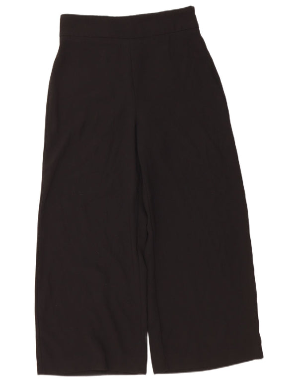Zara Mujer Pantalones Cortos De Cintura Alta Y Pierna Ancha Medianos W28 L24 Negro