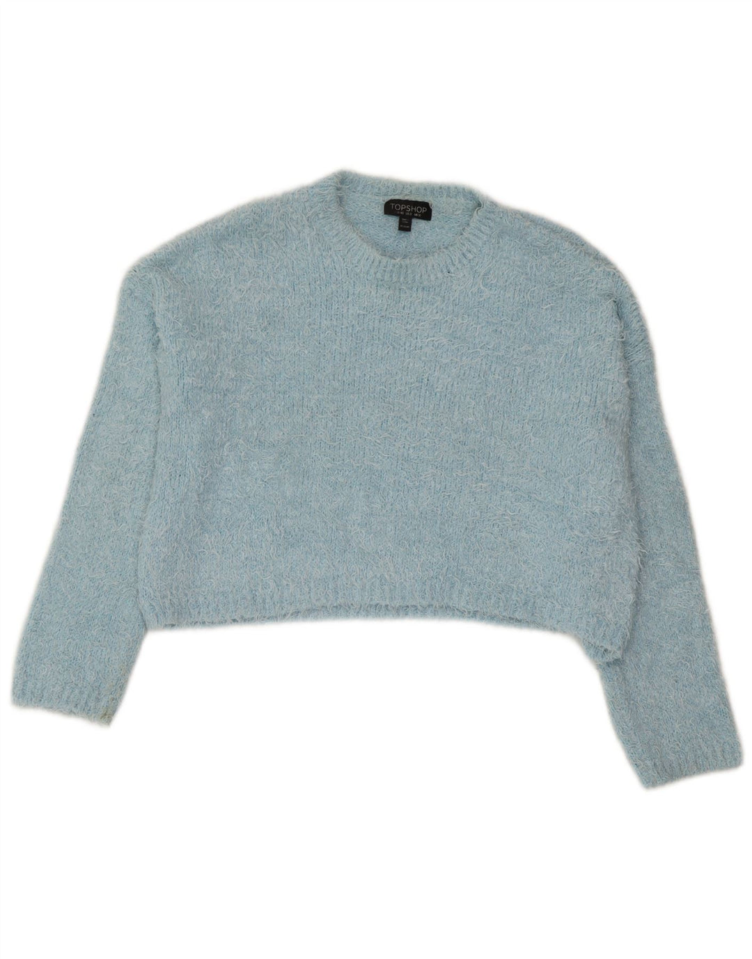 Topshop Suéter corto con cuello redondo para mujer UK 40 Poliéster azul medio