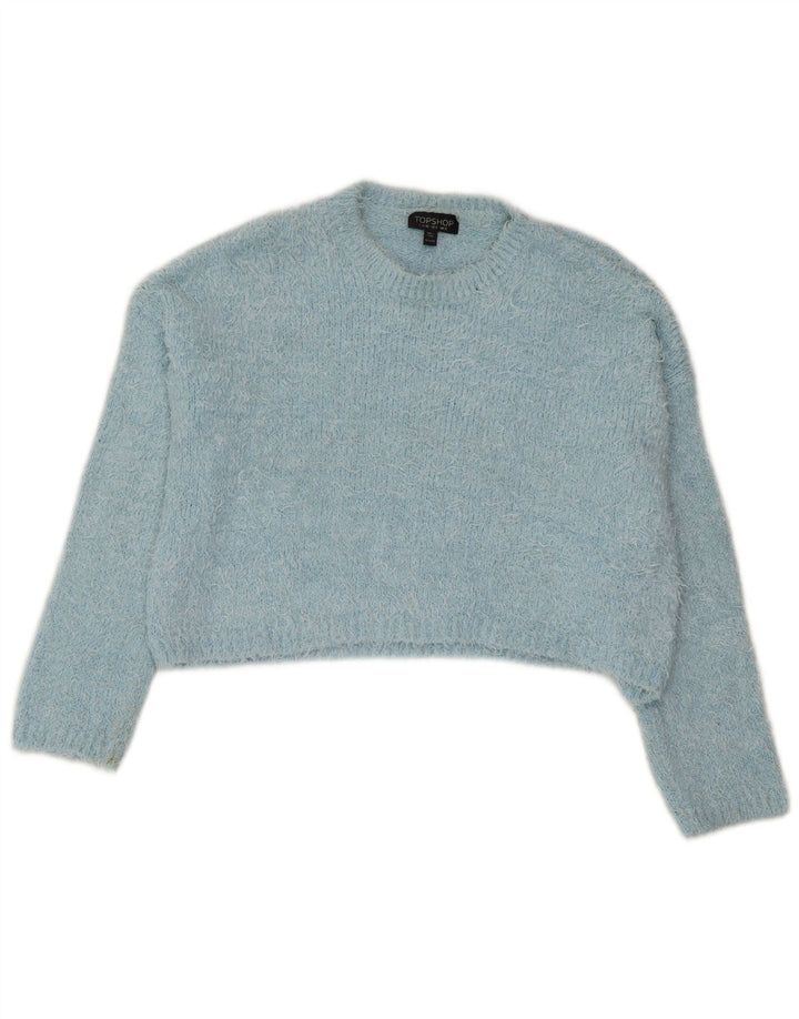Topshop Suéter corto con cuello redondo para mujer UK 40 Poliéster azul medio