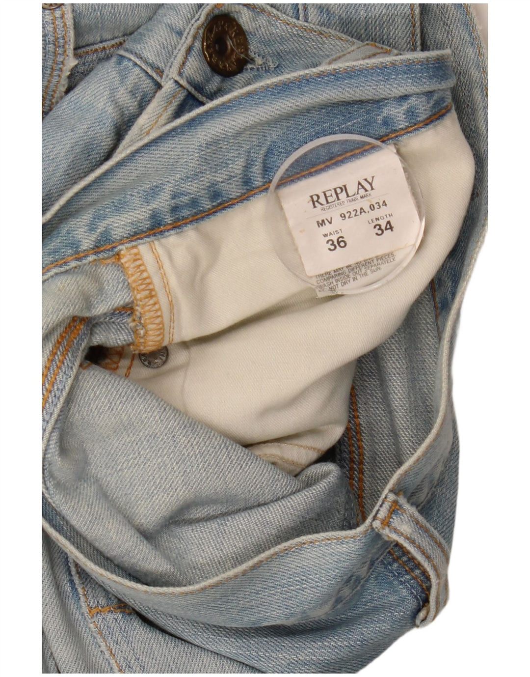 REPLAY Vaqueros rectos para hombre W36 L34 Algodón azul