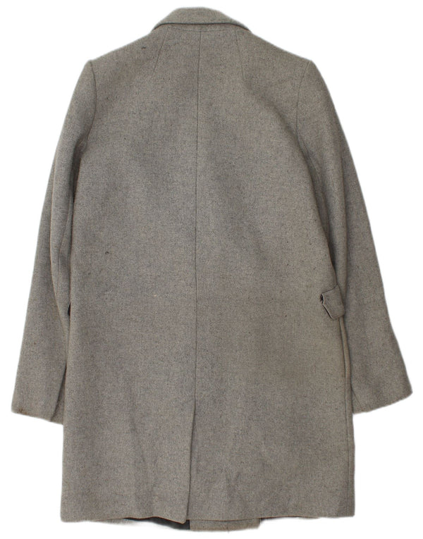 Zara Mujer Abrigo Cruzado UK 44 Poliéster Gris Medio