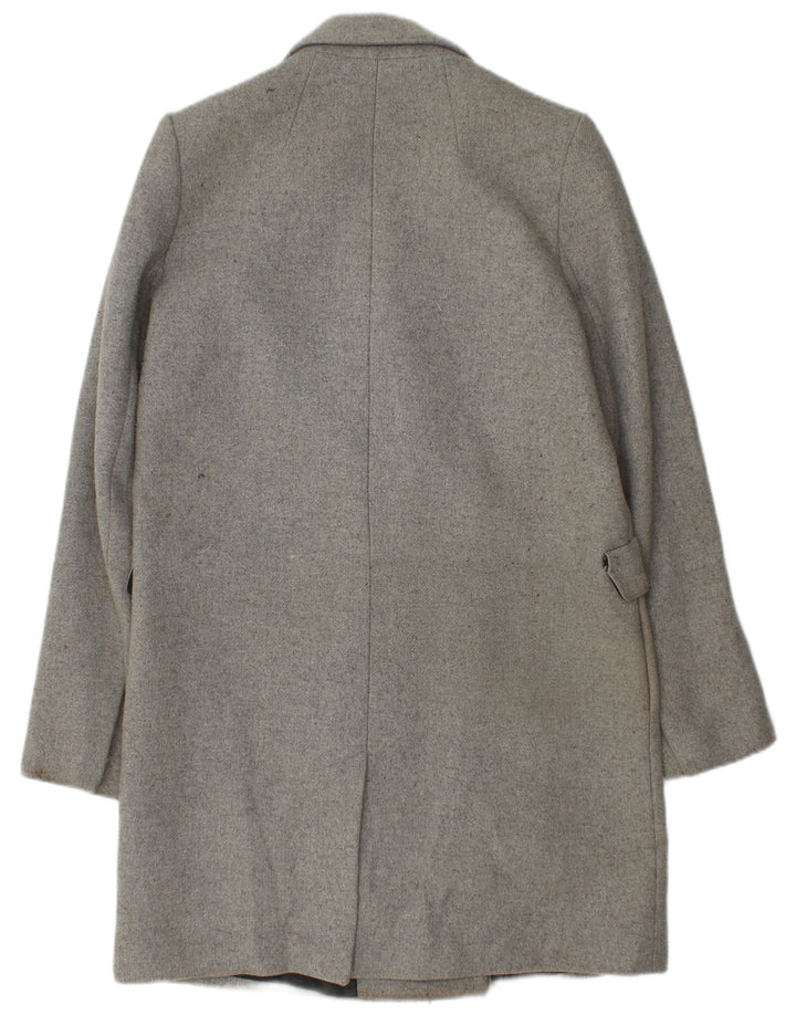 Zara Mujer Abrigo Cruzado UK 44 Poliéster Gris Medio