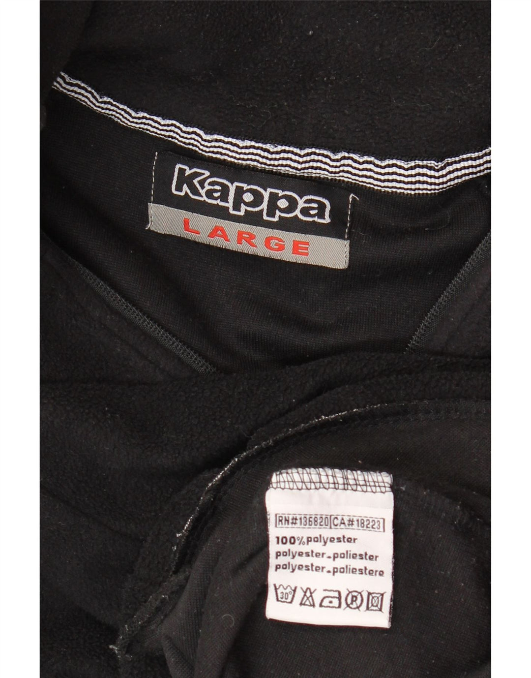 KAPPA Jersey de forro polar con cuello y cremallera para hombre, tamaño grande, poliéster negro