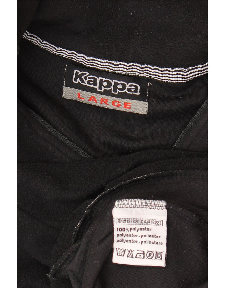 KAPPA Jersey de forro polar con cuello y cremallera para hombre, tamaño grande, poliéster negro