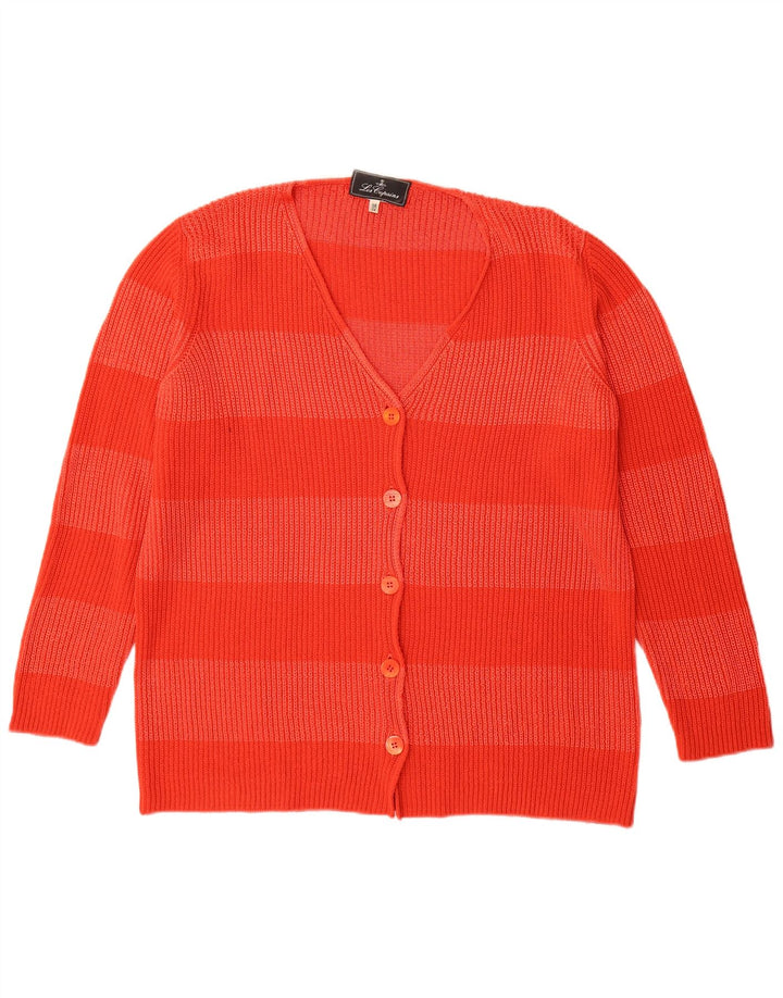Les Copains Suéter tipo cárdigan largo para mujer IT 46 Large Red Stripes