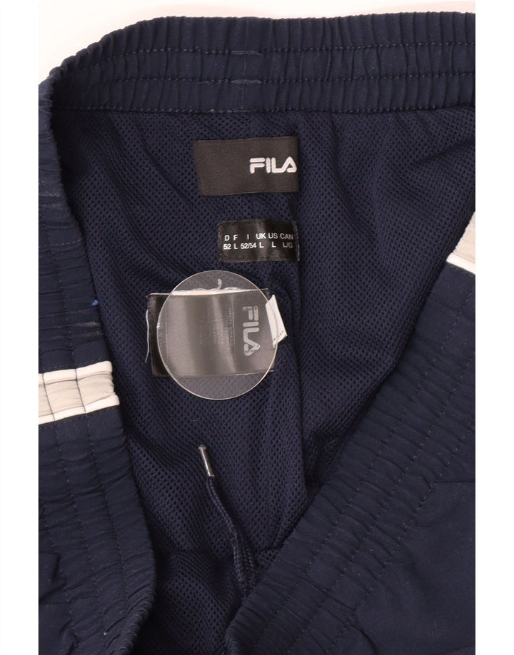 Fila Hombre Pantalones De Chándal Gráfico Grande Azul Marino Colorblock Poliéster