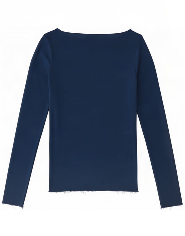 Zara Womens Top Long Sleeve UK 8 Small Navy Blue