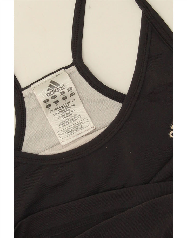 Adidas Mujer Crop Vest Top UK 12 Medio Negro Poliéster