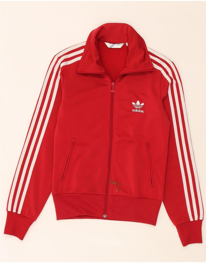Adidas - Chaqueta de chándal gráfica para mujer, talla 36, poliéster rojo pequeño