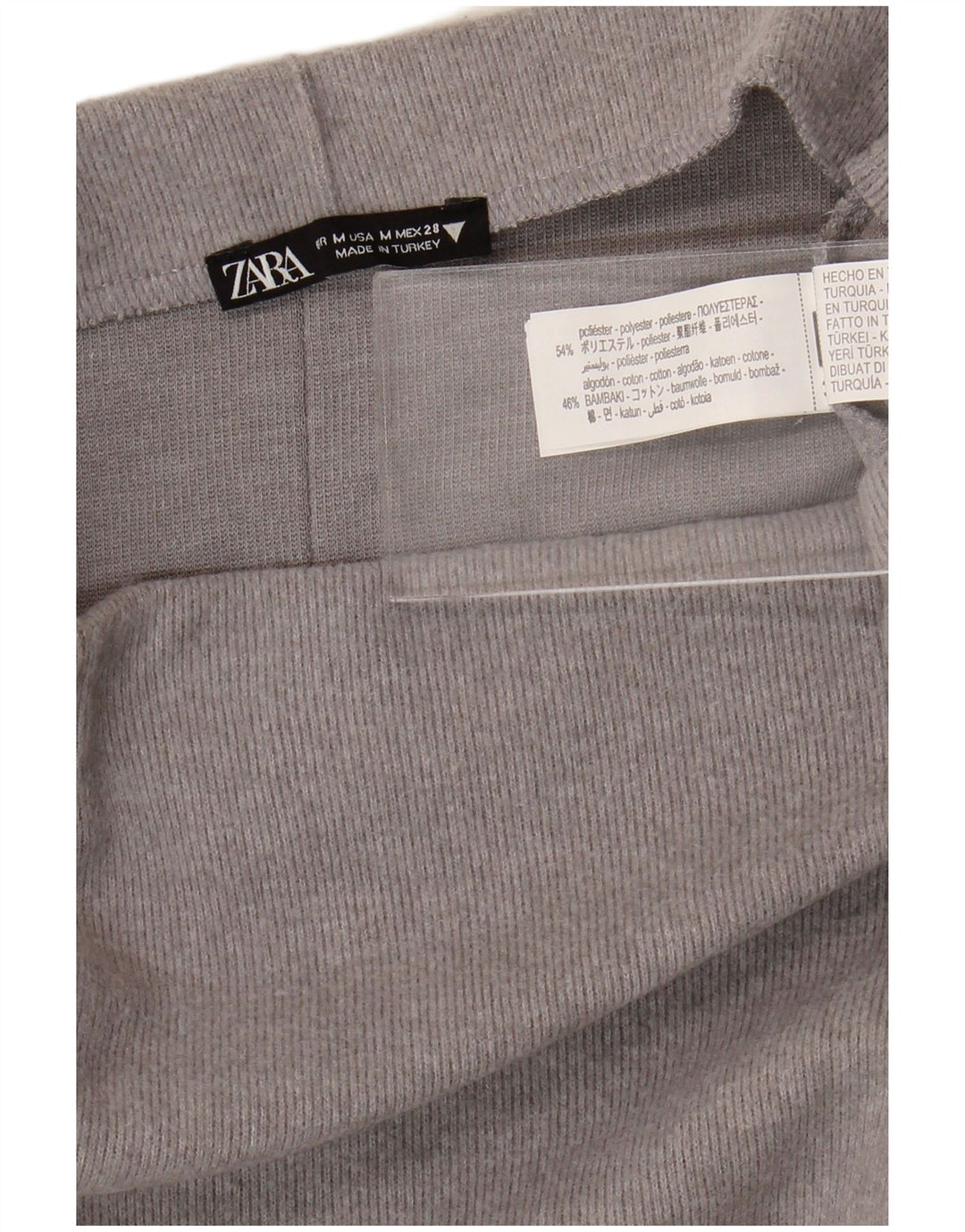 Zara Mujer Falda Midi De Cintura Alta Mediana W28 Poliéster Gris