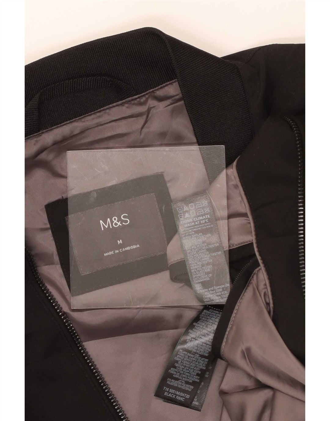 Marks & Spencer Chaqueta Bomber para Hombre UK 38 Mediana Negro Poliéster
