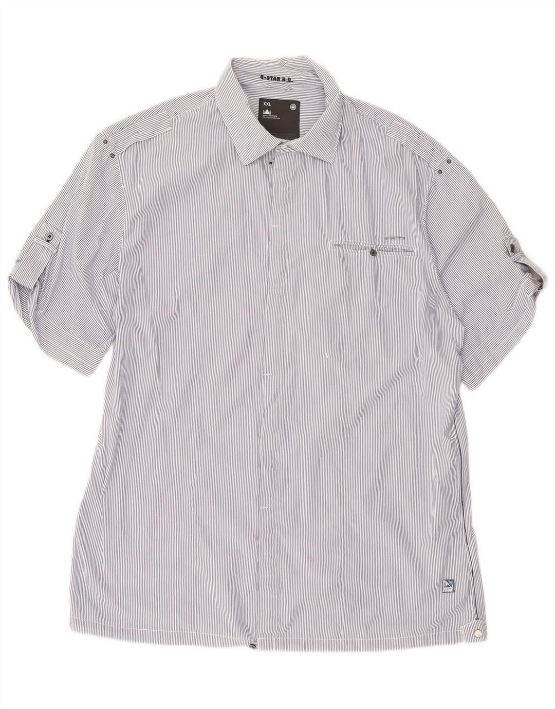 G-STAR Camisa de manga corta para hombre 2XL Azul marino Algodón a rayas