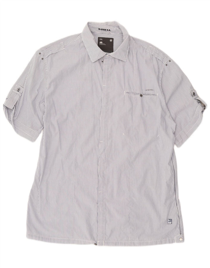 G-STAR Camisa de manga corta para hombre 2XL Azul marino Algodón a rayas
