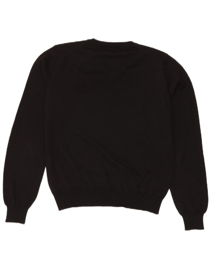 Calvin Klein - Jersey con cuello en V para hombre, talla grande, lana virgen negra