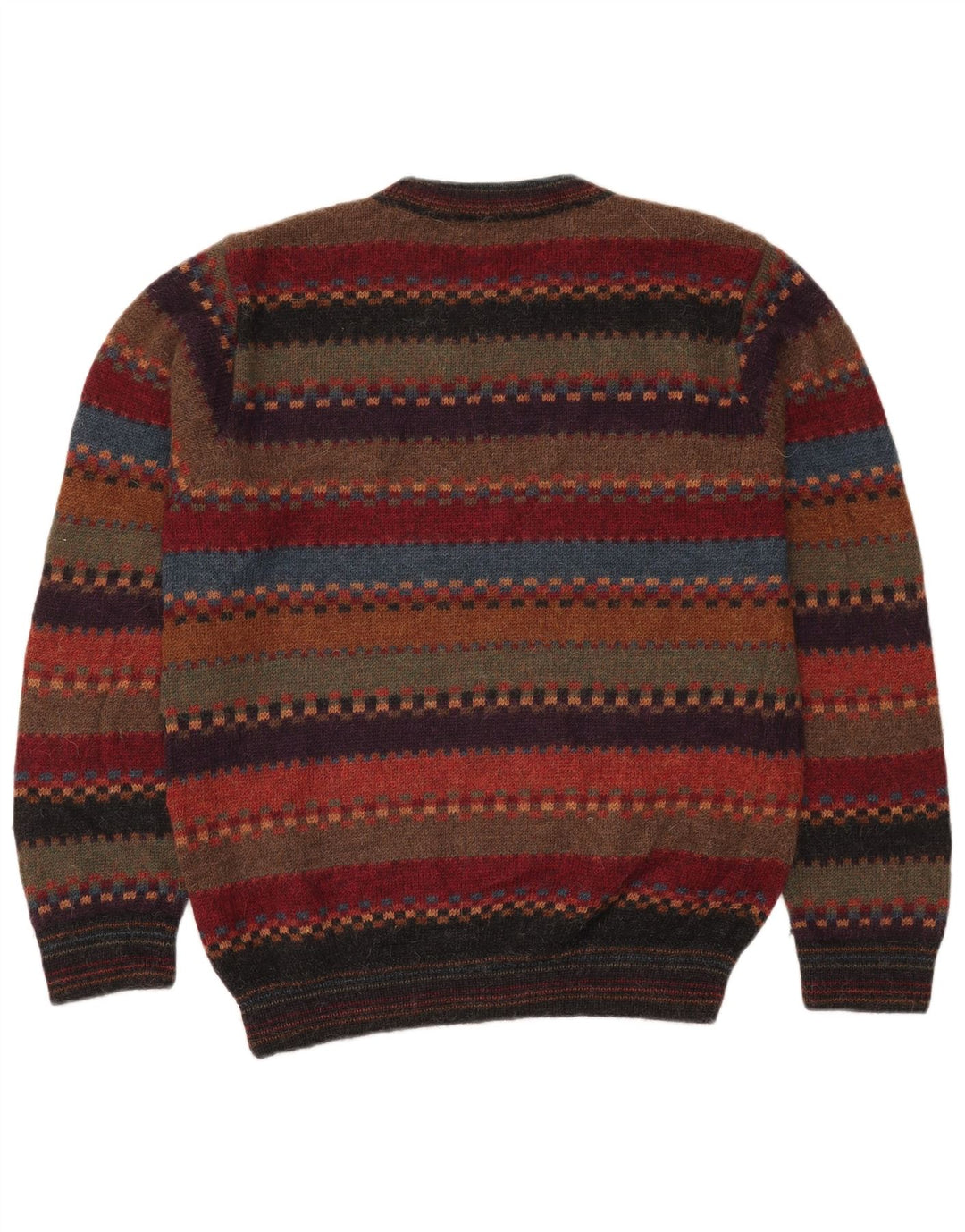 Vintage hombres cuello redondo jersey suéter IT 52 grande multicolor rayas