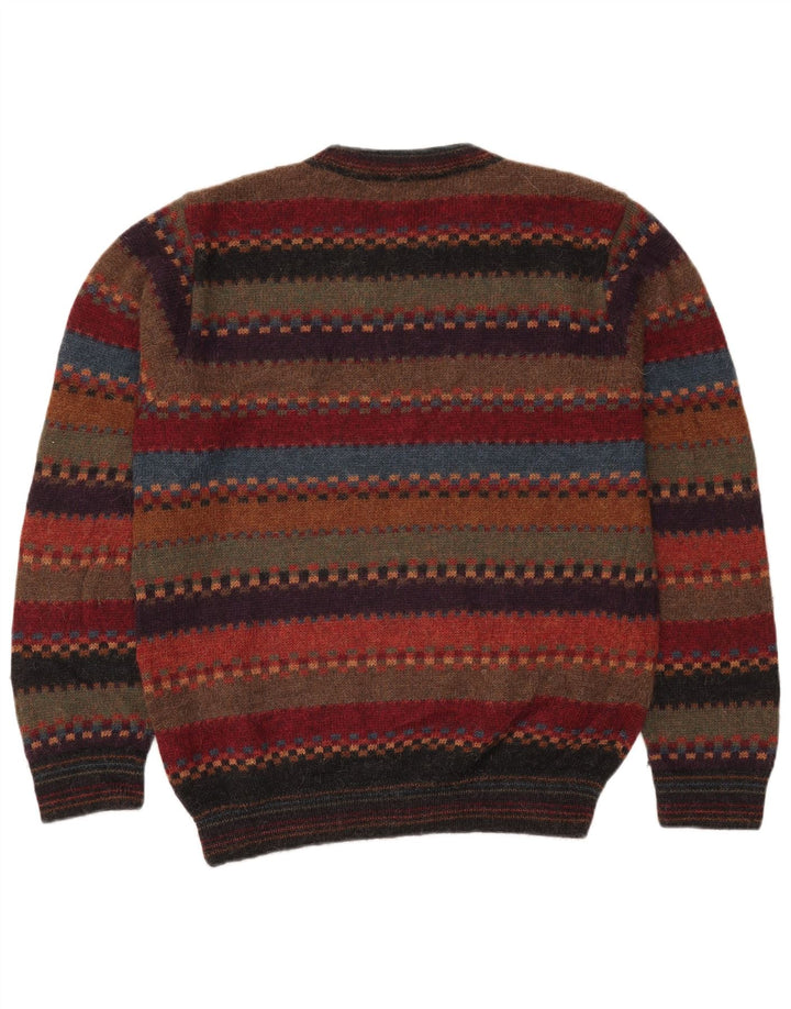 Vintage hombres cuello redondo jersey suéter IT 52 grande multicolor rayas