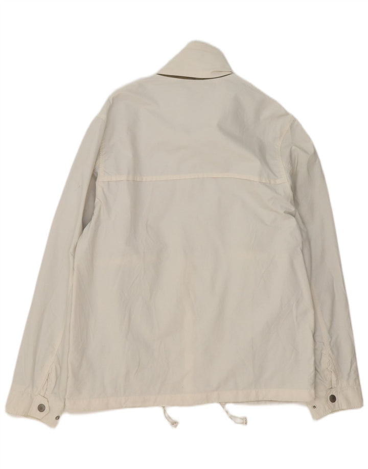 Vintage hombres chaqueta de lluvia Reino Unido 40 algodón blanco grande